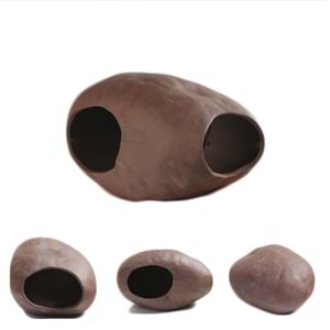 Chicos Karides Seramik Kaya 2 Delikli Kahve 16 Cm