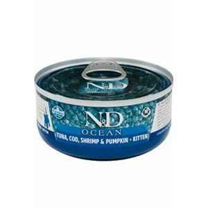 N&D Ocean Ton Balığı, Morina Balığı, Karides&balkabağı Kitten70 gr