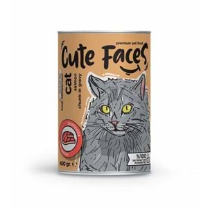 Cute Faces Somonlu Parça Etli Soslu Yetişkin Kedi Konservesi 400 Gr