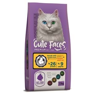 Cute Faces Premium Adult Cat 26/9 Chicken 15 Kg