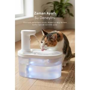 Zampa Oval Pet Otomatik Su Pınarı (Bataryalı) - Beyaz