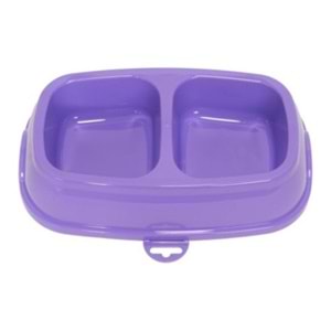 Renkli Kare Mama Kabı Çiftli Plastik Büyük