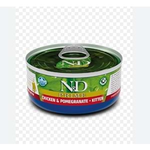 N&D Prime Tavuklu ve Narlı Tahılsız Yavru Kedi Konservesi 70gr
