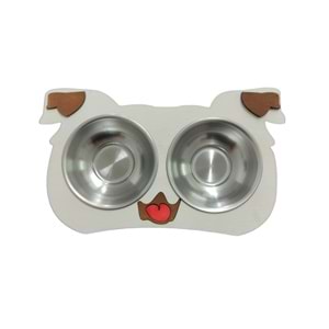 Kedi ve Köpek Figürlü Mama ve Su Kabı İkili