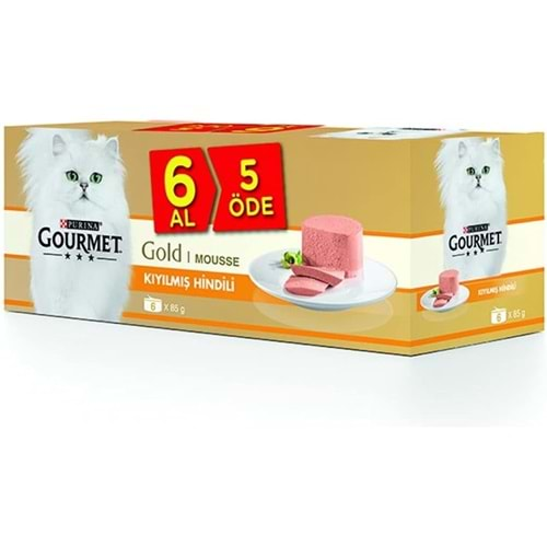 Gourmet Gold Kıyılmış Hindili Konserve Kedi Maması 85Gr 6 AL 5 ÖDE