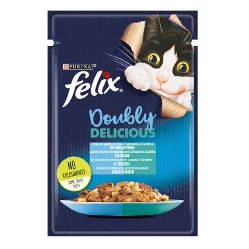 Felix Çifte Lezzet Somonlu ve Sardalyalı Yetişkin Kedi Konservesi 85gr