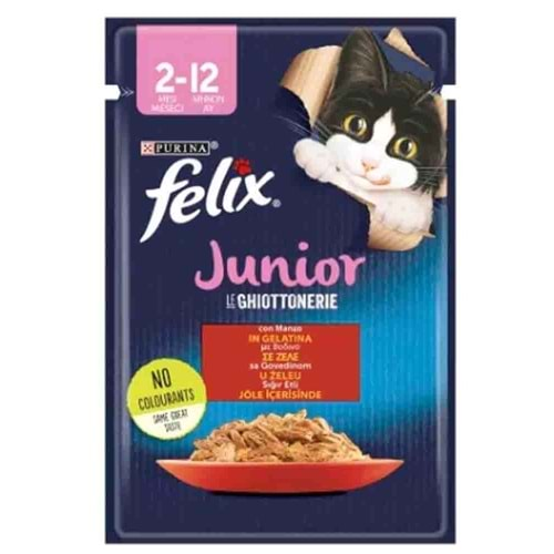 Felix Pouch Jöle İçinde Sığır Etli Yavru Kedi Konservesi 85gr