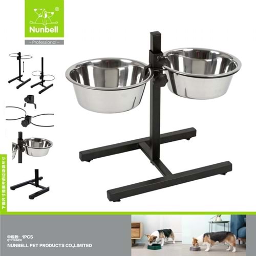 Nunbell İkili Çelik Mama Kabı 24Cm