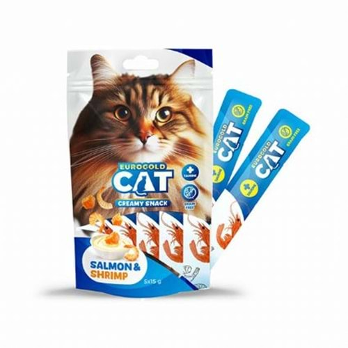 EuroGold Cat Sıvı Kedi Ödülü Somon-Karides 5x15Gr