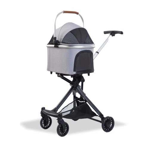 EuroDog Katlanabilir Köpek Arabası Gri 83x48,5x110 Cm