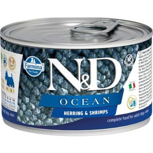 N&D Ocean Köpek Konserve Ringa Balığı & Karides Mini 140 Gr