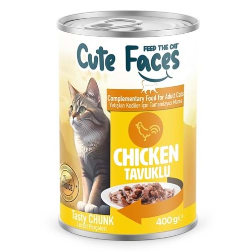 Cute Faces Adult Cat Chıcken Sos İçinde Et Parçacıklı 400 Gr. Konserve
