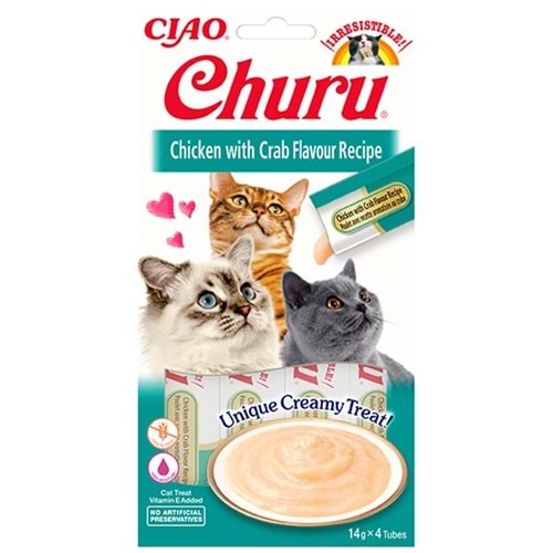 Churu Cream Tavuklu ve Yengeçli Kedi Ödül Kreması 4x14 Gr