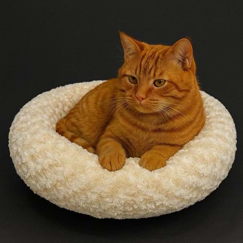Simit Yatak Peluş Bej 55X55Cm