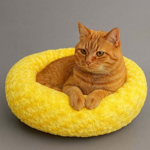 Simit Yatak Peluş Sarı 55X55Cm