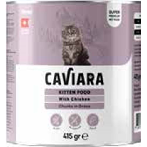 Caviara Sos İçinde Et Parçacıklı Tavuklu Yavru Kedi Maması Konservesi 415 gr