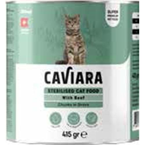 Caviara Sos İçinde Et Parçacıklı Dana Etli Kısır Kedi Maması Konservesi 415 gr