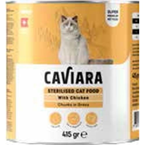Caviara Sos İçinde Et Parçacıklı Tavuklu Kısır Kedi Maması Konservesi 415 gr
