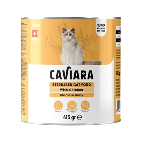 Caviara Sos İçinde Et Parçacıklı Tavuklu Kısır Kedi Maması Konservesi 415 gr