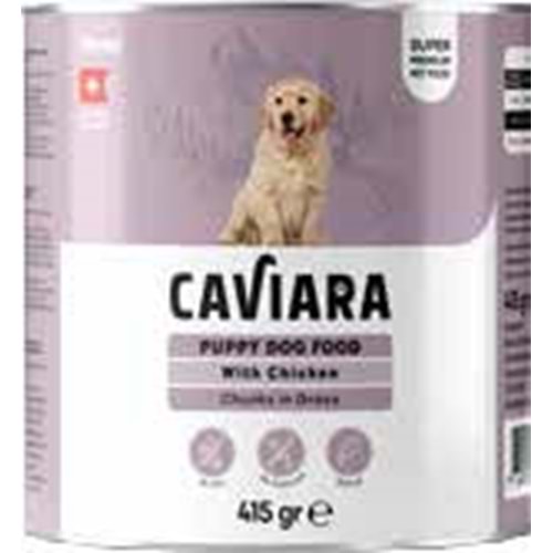 Caviara Sos İçinde Et Parçacıklı Tavuklu Yavru Köpek Maması Konservesi 415 gr