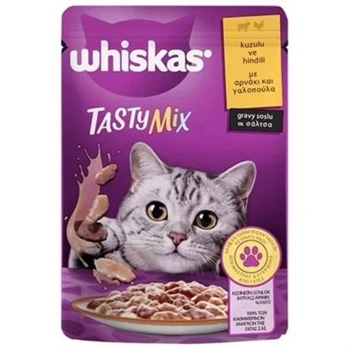 Whiskas Tasty Mix Kuzulu ve Hindili Gravy Soslu 85 gr