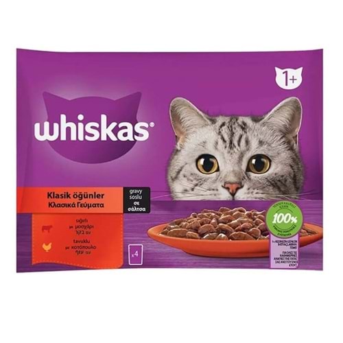 Whiskas Klasik Öğünler Poşet Yaş Mama 4x85 gr