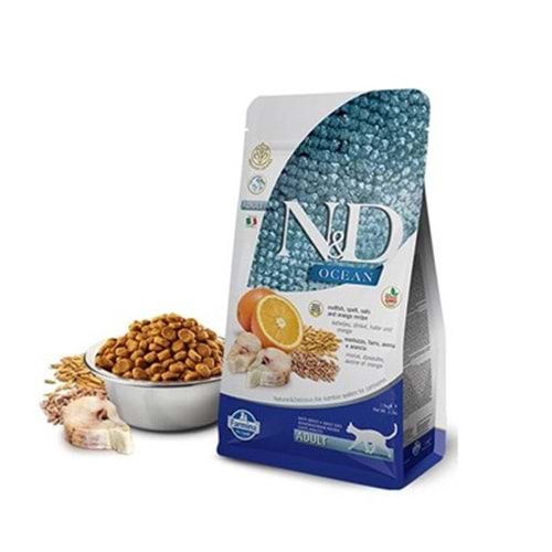 N&D Ocean Morina Balığı, K.Buğday,Yulaf&Portakal Adult 1,5 Kg