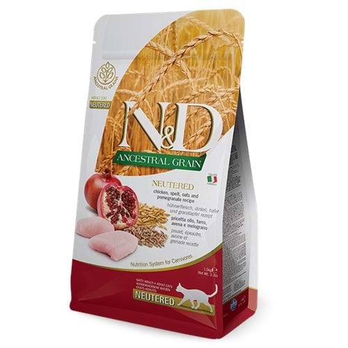N&D Ancestral Graın Tavuk, K. Buğday,Yulaf&Nar Neutered 1,5 Kg