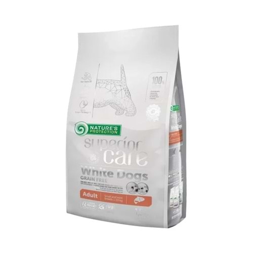 Nature's Protection SC Beyaz Tüylü Köpekler İçin Tahılsız Somonlu Küçük Irk Köpek Maması 1,5kg