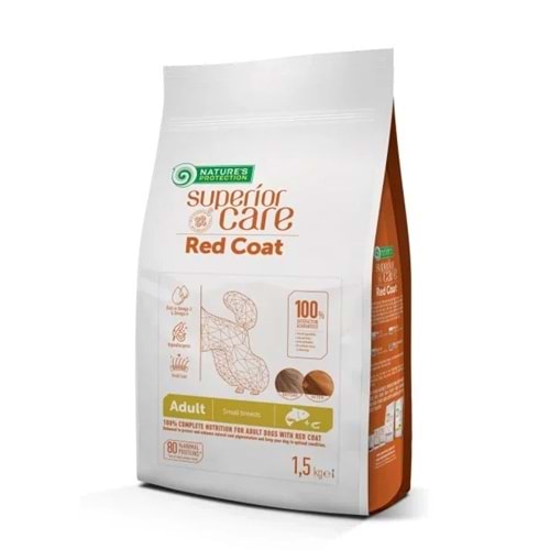 Nature's Protection SC Kızıl/Kahverengi Tüylü Köpekler için Somonlu Tahılsız Küçük Irk Köpek Maması 1,5kg