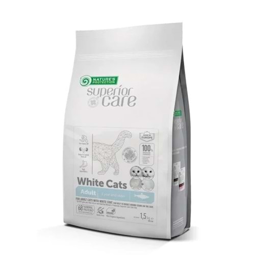 Nature's Protection SC Beyaz Tüylü Kediler İçin Tahılsız Ringa Balıklı Kedi Maması 1,5kg