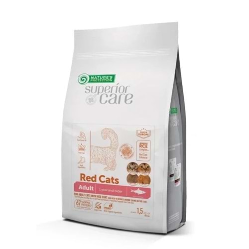 Nature's Protection SC Kızıl/Kahverengi Tüylü Kediler İçin Tahılsız Ringa Balıklı Kedi Maması 1,5kg