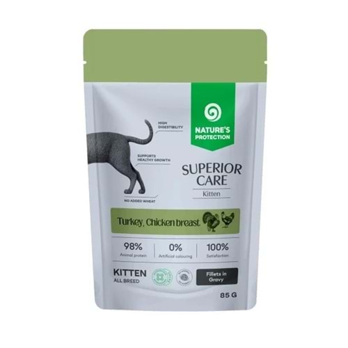 Nature’s Protection SC Hindi & Tavuk Göğüslü Sos İçinde Yavru Kedi Yaş Maması 85g