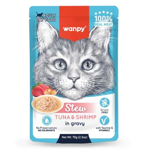 Wanpy 70G Pouch Ton Balık&Karidesli Yaş Kedi Maması