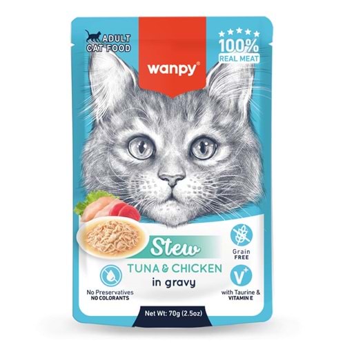 Wanpy 70G Pouch Ton Balıklı&Tavuklu Yaş Kedi Maması