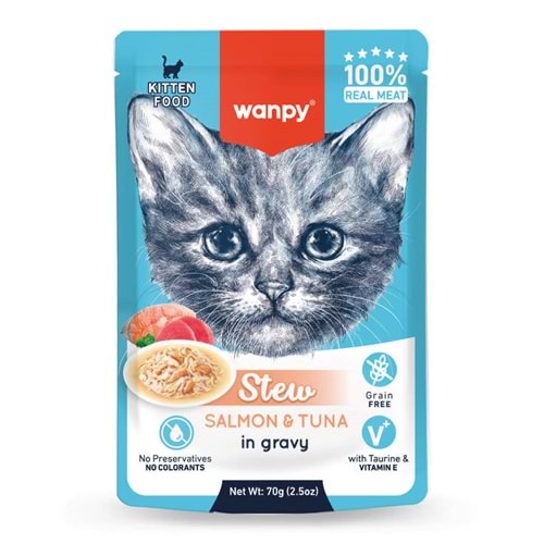 Wanpy 70G Pouch Somon&Ton Balıklı Yaş Kedi Maması