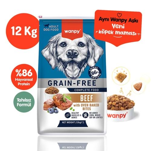 Wanpy Tahılsız Sığır Etli Yetişkin Köpek Maması 12 Kg