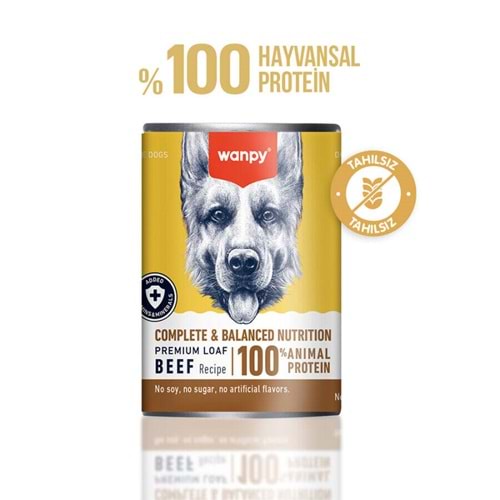 Wanpy Tahılsız Köpek %100 Gerçek Et 375 Gr Biftekli Konserve