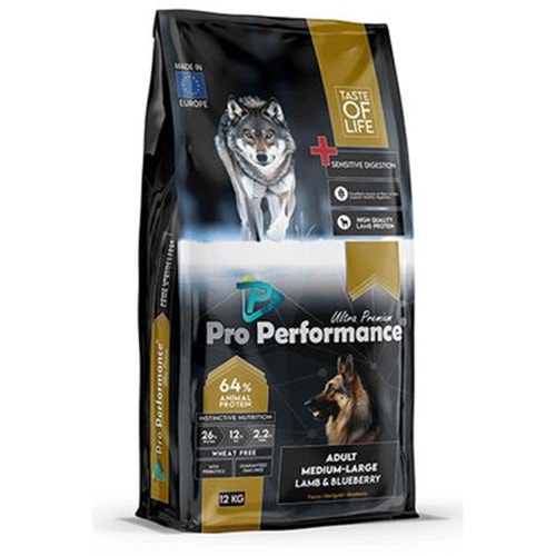 Pro Performans Yetişkin Köpek Medıum&Large Kuzu Etli 12 Kg