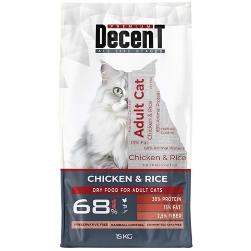 Decent Tavuklu Hairball Kontrol Yetişkin Kedi Maması 15Kg