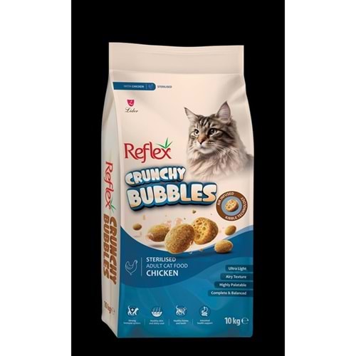 Reflex Crunchy Bubbles Tavuklu Kısırlaştırılmış Yetişkin Kedi Maması 10 Kg
