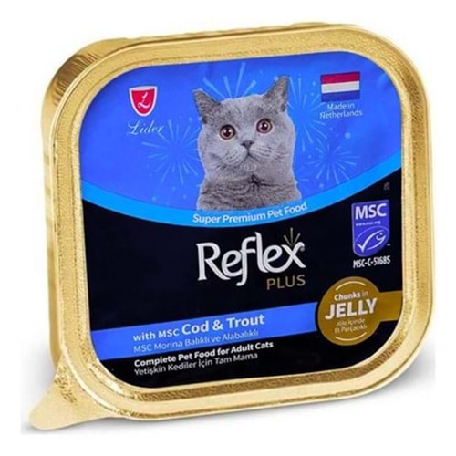 Reflex Plus Jöle İçinde Et Parçacıklı Msc Morinabalıklı Ve Alabalıklı Yetişkin Kedi Maması 85 G