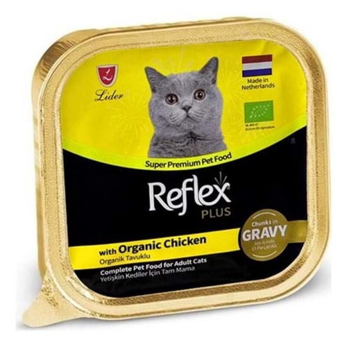 Reflex Plus Sos İçinde Et Parçacıklı Organik Tavuklu Yetişkin Kedi Maması 85 G