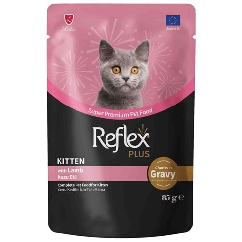 Reflex Plus Sos İçinde Et Parçacıklı Kuzu Etli Yavru Kedi Maması 85 G