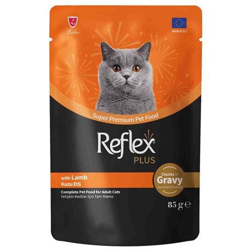 Reflex Plus Sos İçinde Et Parçacıklı Kuzu Etli Yetişkin Kedi Maması 85 G