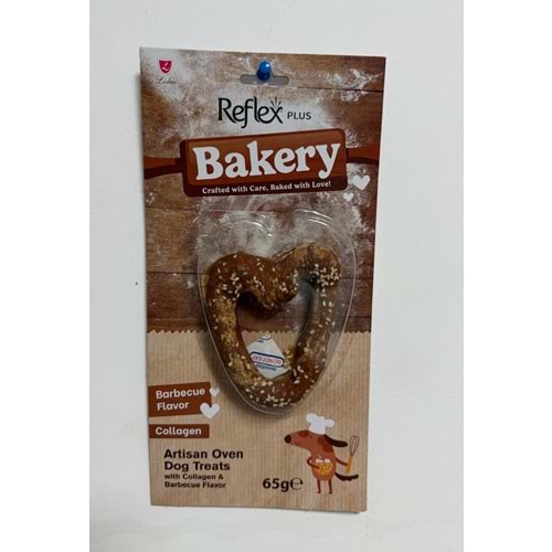 Reflex Plus Bakery Barbekü Aromalı Kolajenli Kalp Ekmek Çiğnemelik Köpek Ödül Maması 65 G