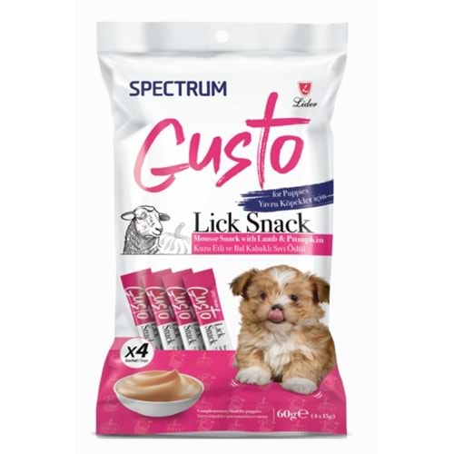 Spectrum Gusto Kuzu Etli ve Bal Kabaklı Sıvı Yavru Köpek Ödül Maması 4x15 Gr