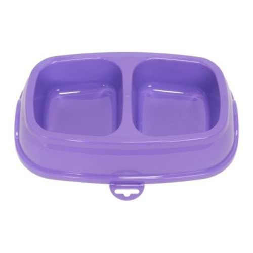 Renkli Kare Mama Kabı Çiftli Plastik Büyük