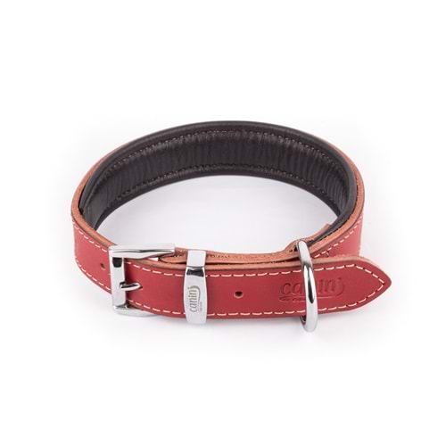 Canini Analin Deri Kırmızı Köpek Tasması 4 Cm 54-64 Cm XL