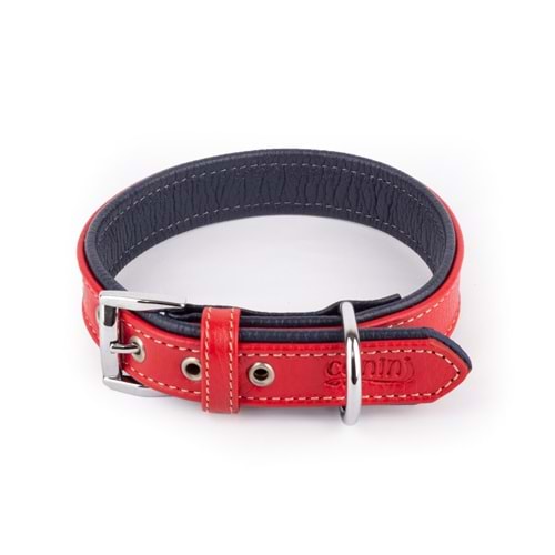 Canini Flotter Deri Kırmızı-Laci Köpek Tasması 3 Cm 38-47 Cm M